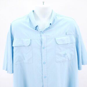 Guy Harvey 2XL Blue Vented Fishing Shirt Short Sleeve Pocket Button Down